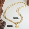 European Style 18K Gold Plated Titanium Steel Queen Portrait Double Layer Necklace