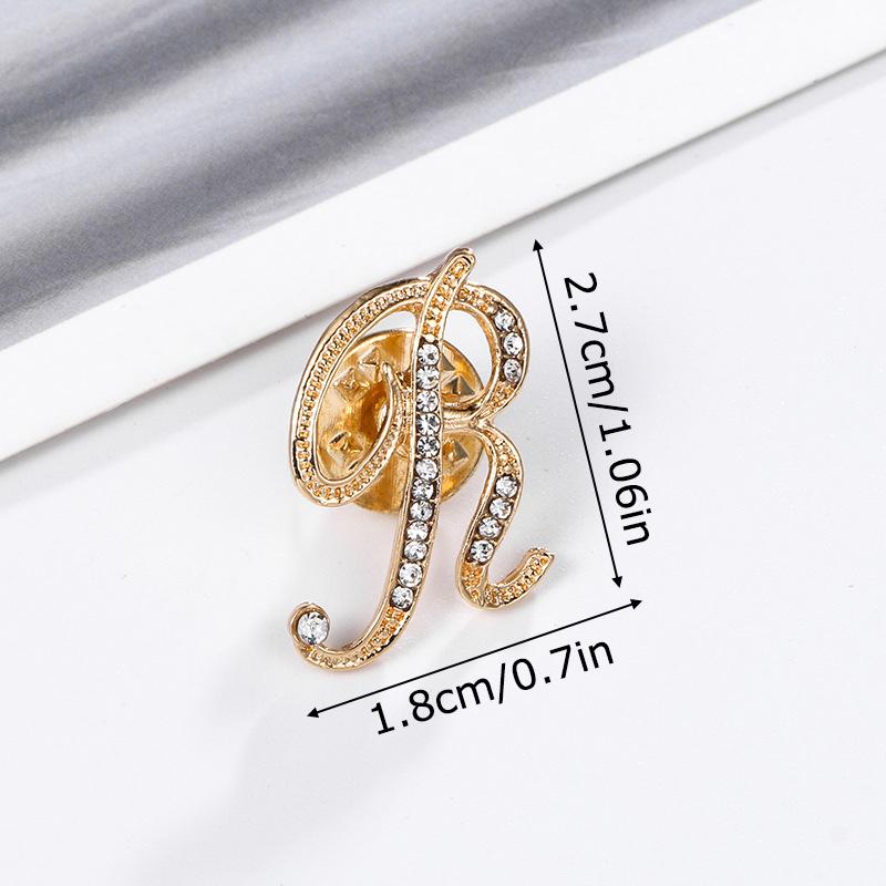 

1 шт. Значок на лацкан, Аксессуары для одежды, Женские броши, Вечеринка, Рубашки, Значок, Европейская брошь с буквой, Платье, Стразы, Подарки на ужин, A-Z