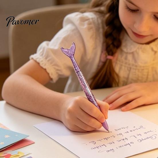 Plastic Gelpennen Set 4 STuks Zeemeermin Vissenstaart Pennen Set, Verloop Transparante Houder En Glanzend Creatief Schrijfgerei voor Meisjes Vin Decoratie, Soepel