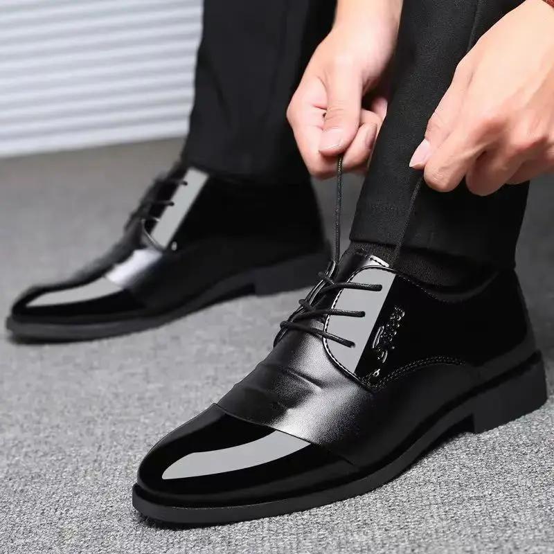 Men's Leather Shoes Classic Men's Dress Shoes High Quality Patent Leather Business Shoe Elegant Banquet Party Shoe Wedding Shoes
