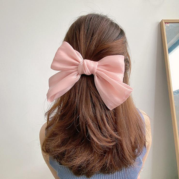 Large Bow Clip for Back of Head, Nature Style Hair Clip with Ribbon, Japanese INSPIRIED Side Clip, Fairy Hair Accessories for Women