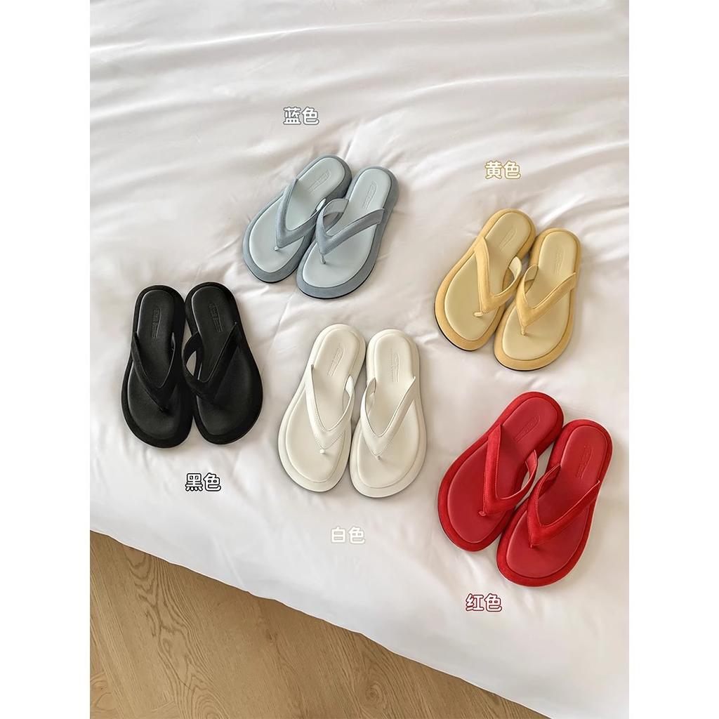 Spot Second Hair! Fashion Versatile New Stepping On Shit Feeling Beach Vacation Thick-bottomed Flip-flops Women's Sandals Wear Summer