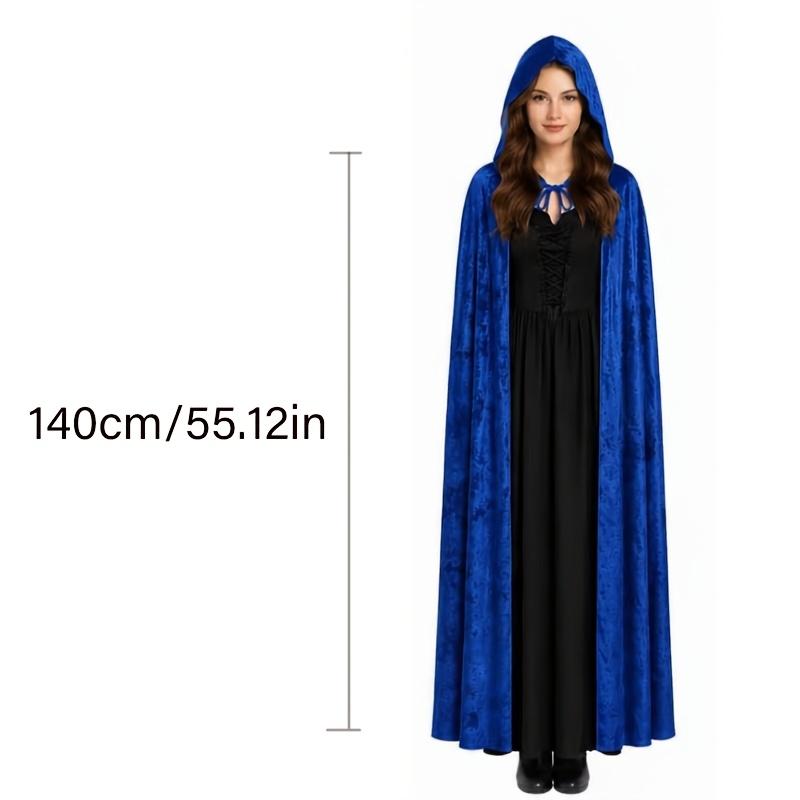 1Pc Velvet Hooded Cape, Halloween Cloak Robe Unisex Witch And Elf Cosplay Accessory Suitable For Costume Masquerades, Devil And Vampire Dark Outfits