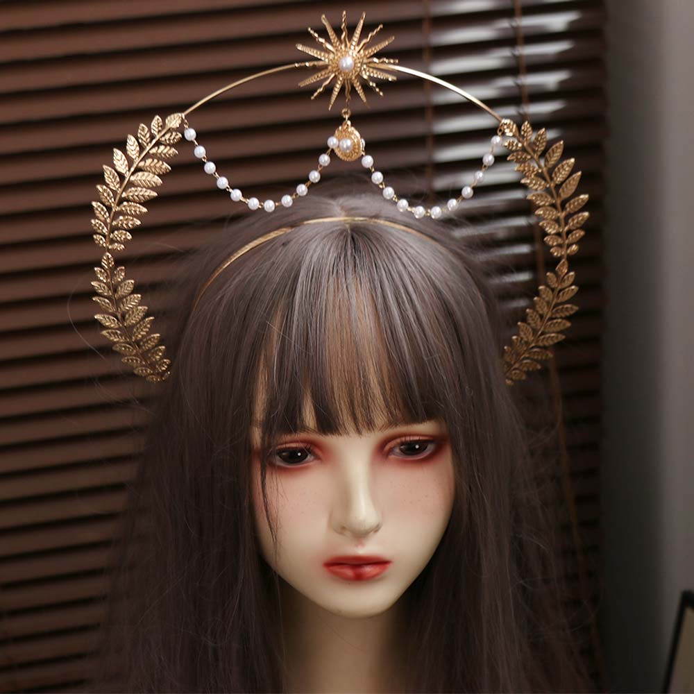 Sun God Glory Headband Gold COSPLAY Hair Hoop Fashion Baroque Crown Halloween Party Cosplay