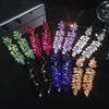 Color Glass Rhinestone Long Earrings Women Luxury Earrings Pair