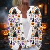 Damen Halloween Print Langarm Strickjacke Knopfleiste Oberbekleidung