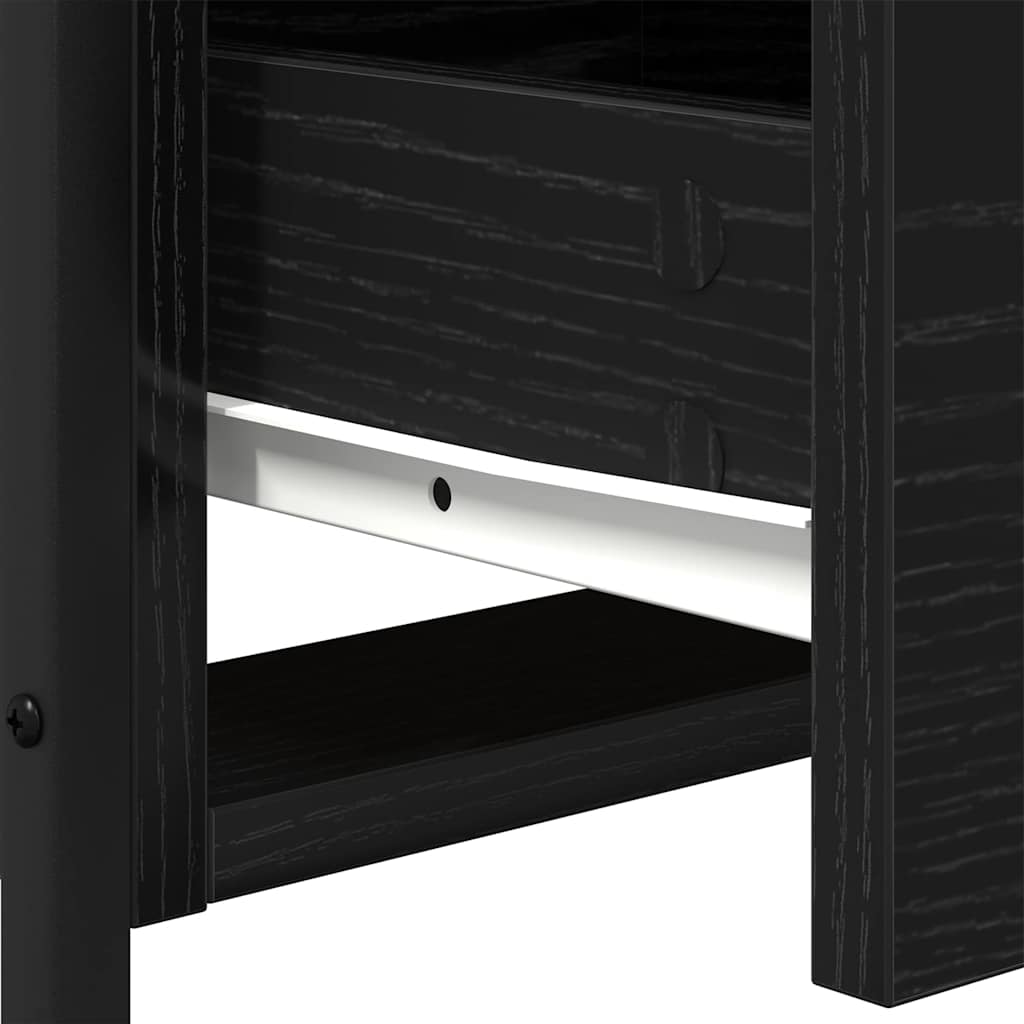 Nightstand Black Oak Effect 34 x 35.5 x 50 cm Engineered Wood