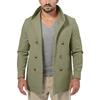 Men's Mid Length Lapel Hooded Double Breasted Casual Windbreaker