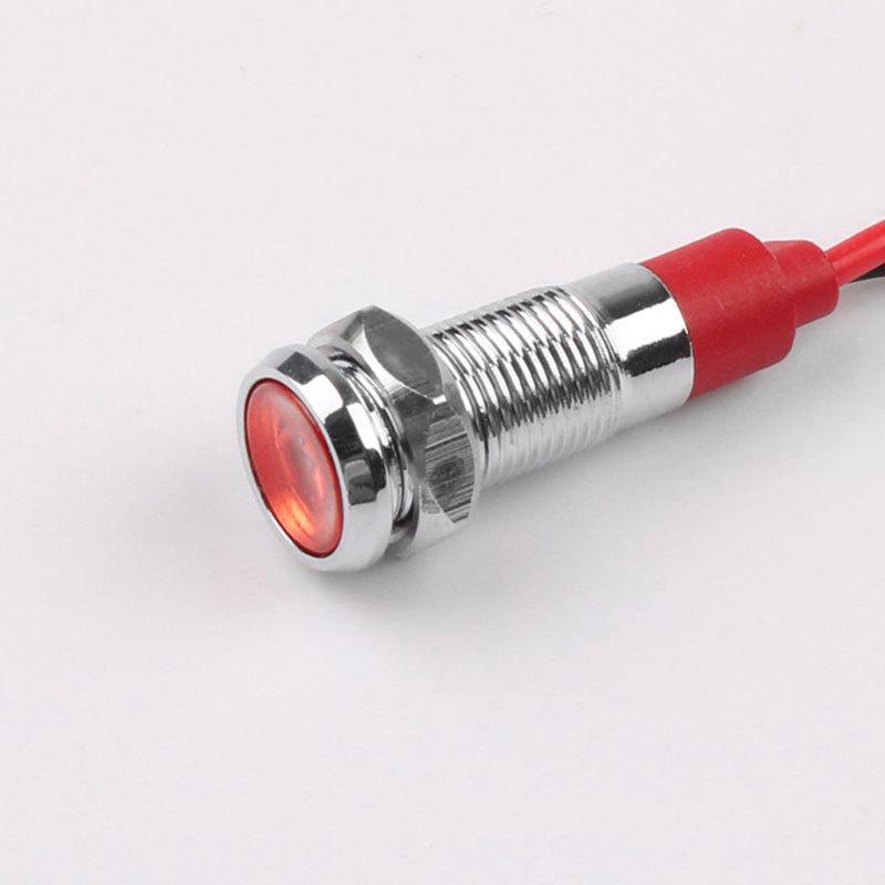 

Металлический индикаторный свет 6 мм высокой яркости с проводом - 12 В/5 В/24 В/220 В, доступен в красном, зеленом, желтом, синем, белом цвете, плоский сигнальный свет питания