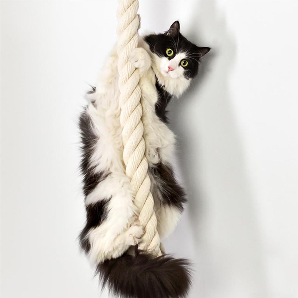 140cm Sisal Rope Cat Climber Tree Wall Mounted Scratching Post Interactive Play Toys Jungle Gym for Indoor Cats Pet Furniture
