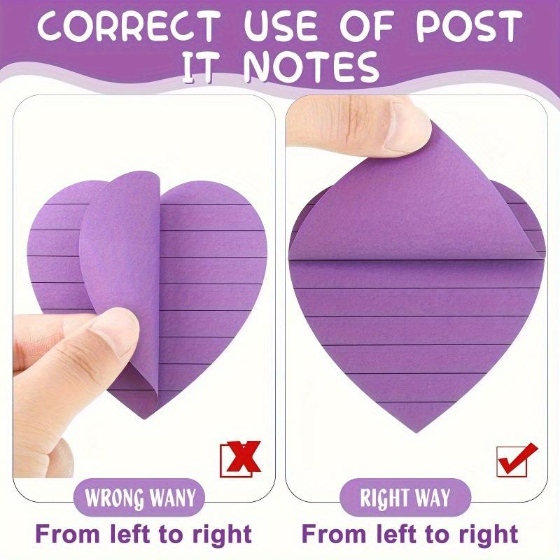 8pads 30sheet/pad Heart-Shaped Lined Sticky Notes - Vibrant Colorful Reminders for Tips, Self-Adhesive Memo Pads