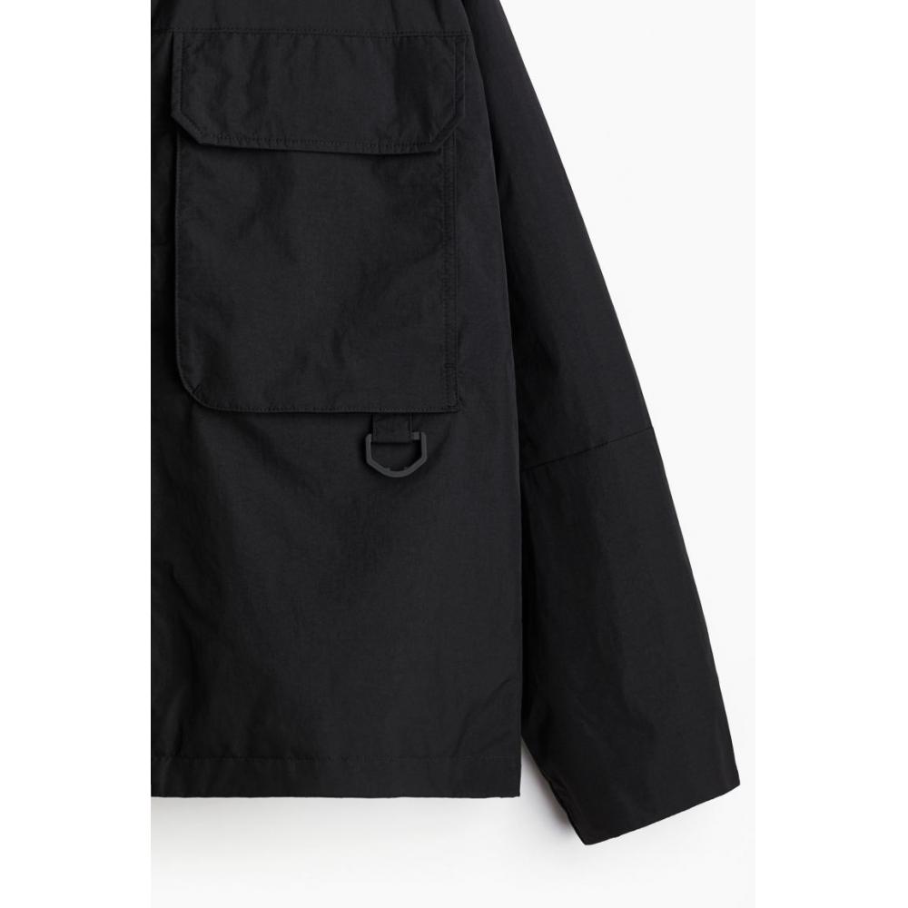 H M Loose Fit Water Repellent Coating Windproof Jacket Black