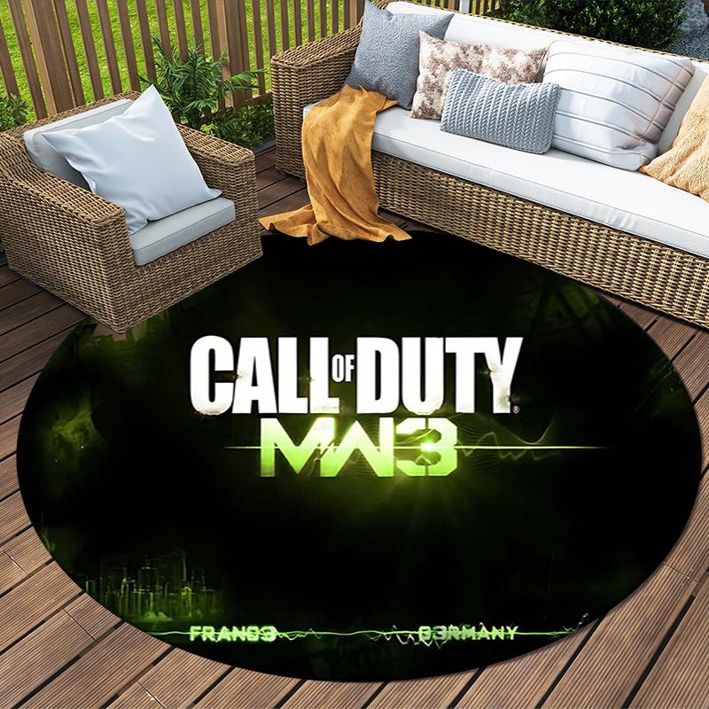 1Pc Call Duty Mw3 Flannel Round Rug Soft Non Slip Circular Office Carpet Floor Mat Bedroom Living Room Xmas Gift Q1315