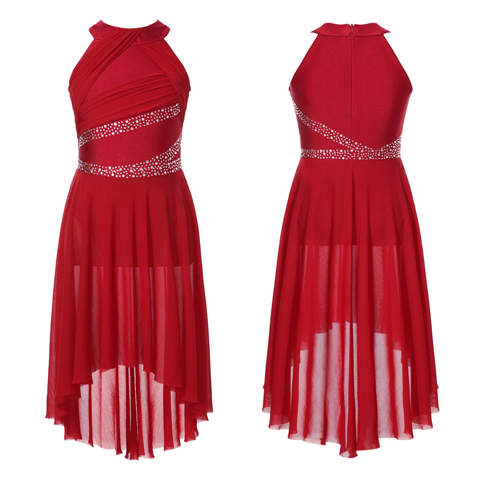 

Детское балетное трико без рукавов с блестящими стразами и лирическими стразами, современный костюм для латинских танцев 15-16 Years бордовый