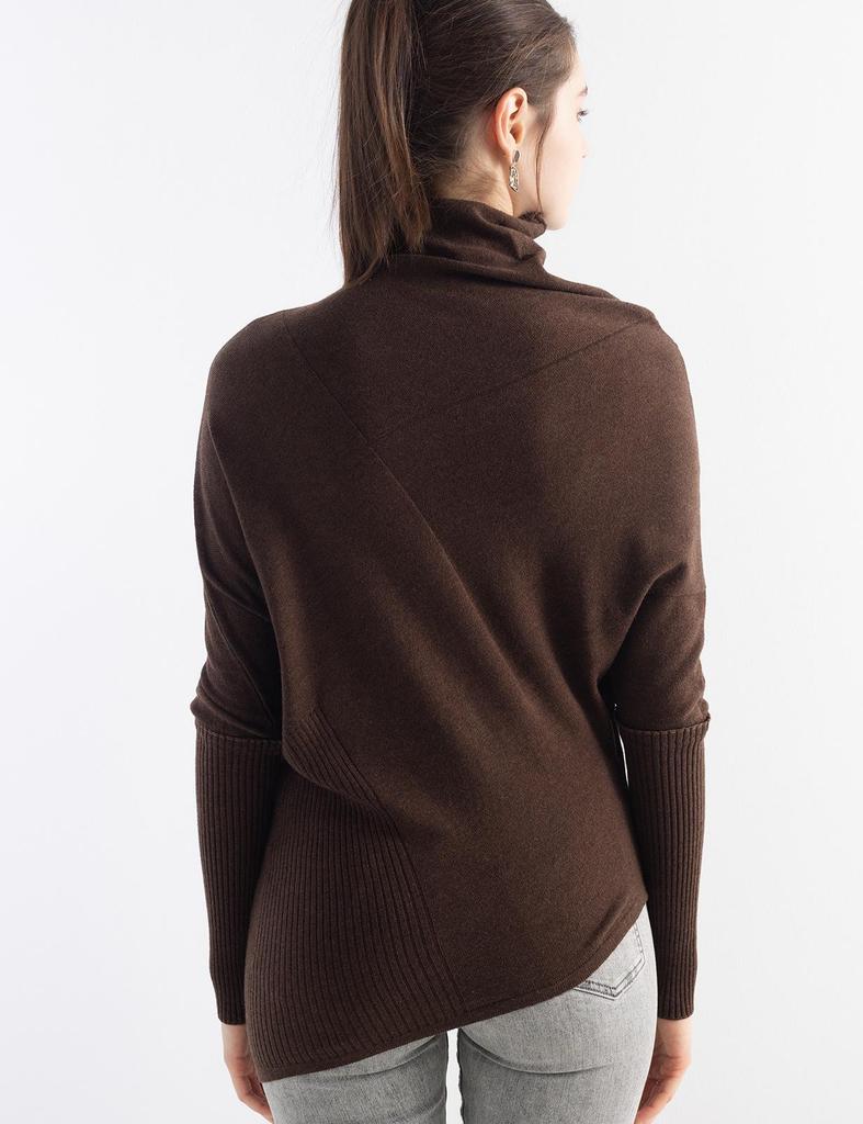 Korean Irregular Wool Patchwork Batwing Sleeve Sweater - Women's Autumn/Winter Loose Knitwear