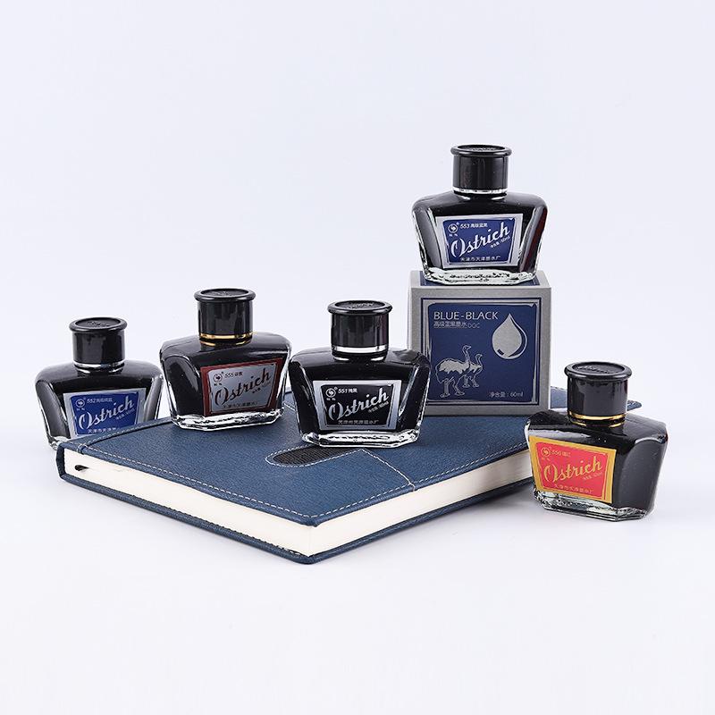 Ostrich Ink Series: Set of 3 Waterproof, Erasable Fountain Pen Inks - Red, Black, Pure Blue