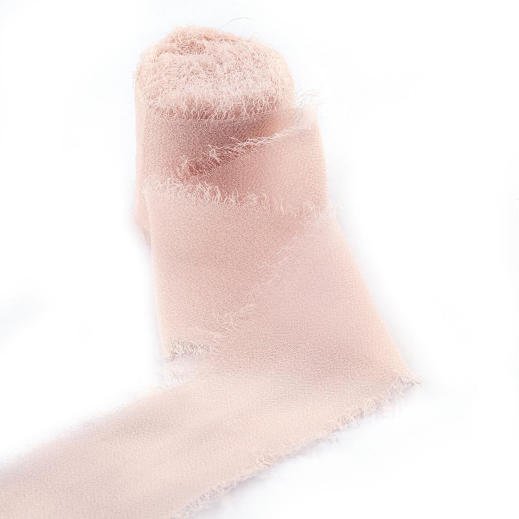 5M*4cm Handgefertigtes Ausgefranstes Satin-Chiffon-Seidenband für Hochzeitseinladungen, Verpackungen, Sträuße, Geburtstagsfeierdekorationen, Geschenke