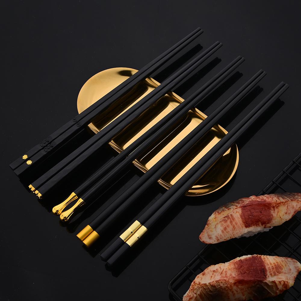 Black Gold Korean Tableware Set 15-20Pcs Luxury Cutlery Set Stainless Steel Dinnerware Knife Fork Spoon Chopsticks Cutlery Set