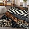 Animal Print Area Mat Non Slip Machine Washable Polyester Flannel Zebra Leopard Pattern Living Room Bedroom Office Holiday Decor