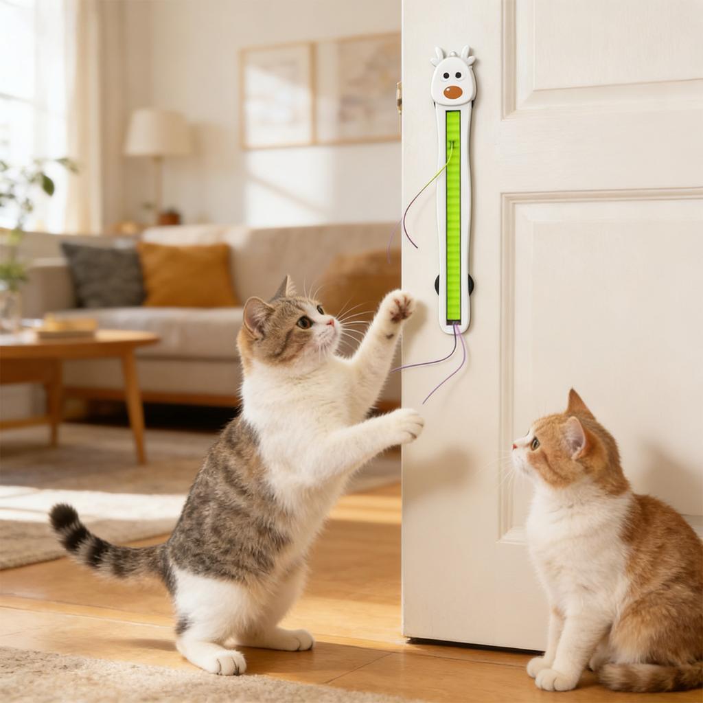 Auto Motion Fliegendes Seil Spielzeug, Automatisches Elektrisches Wandmontiertes Interaktives Spielzeug für Wohnungskatzen, Freihändige Bewegung & Langeweile-Abbau