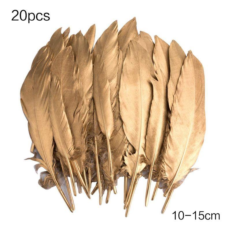 A52E Feathers for Crafts, 20 Pcs Gold Feathers for DIY Dream Catchers Craft Wed