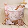 Christmas Pink Gingerbread Cushion Cover Silky Short Plush Invisible Zipper Dustproof Sofa Pillow Case For Home Decor