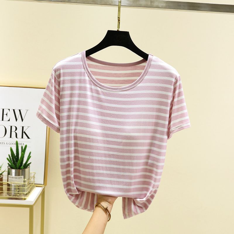 

Modal Women s Summer Thin Casual Short-Sleeved T-shirt Pink 2XL (70.00 kg-85.00 kg recommended