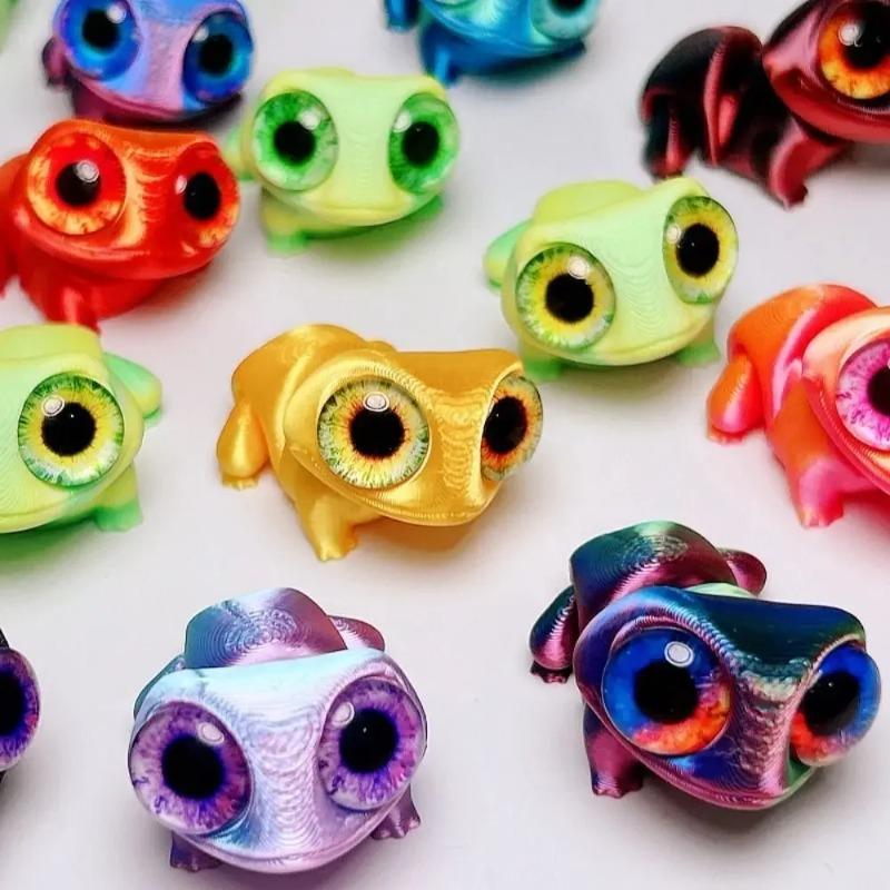 3D Printing Cute Big-eyed Frog Figurines Toy Home Decorations Joints Movable Realistic Eyes Mini Frog Animal Toy Children Gifts