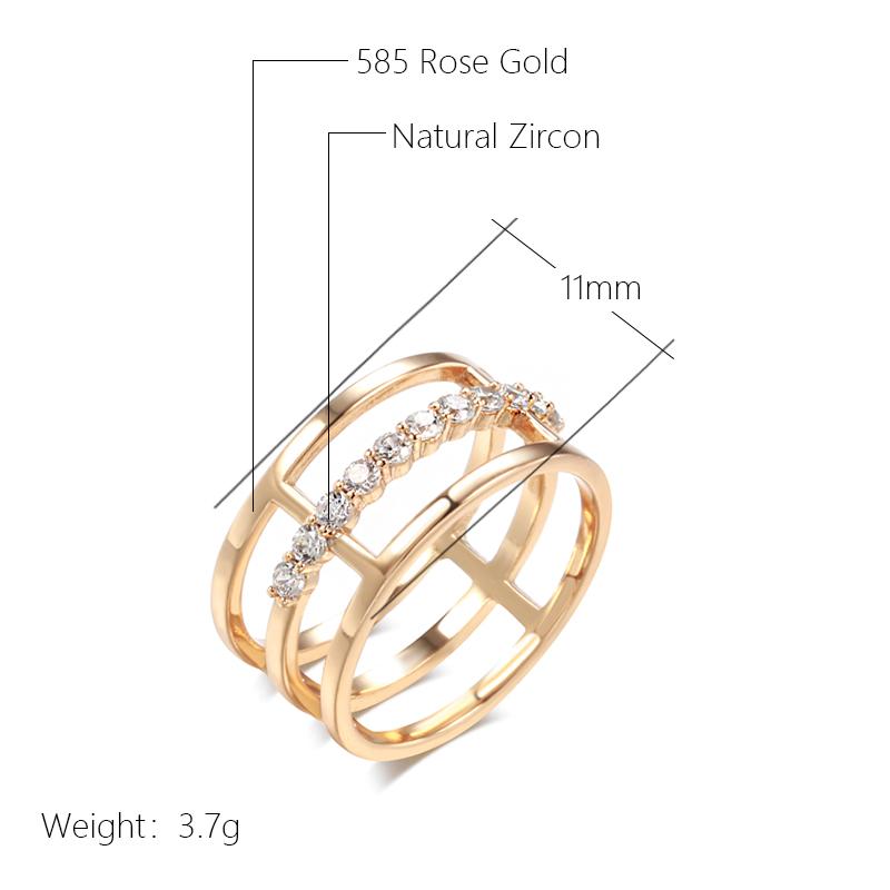 Einfacher Rosegoldfarbener Geometrischer Breiter Großer Ring Für Frauen Natürlicher Zirkon Glänzendes Metall Moderner Party-Trend Täglicher Schmuck