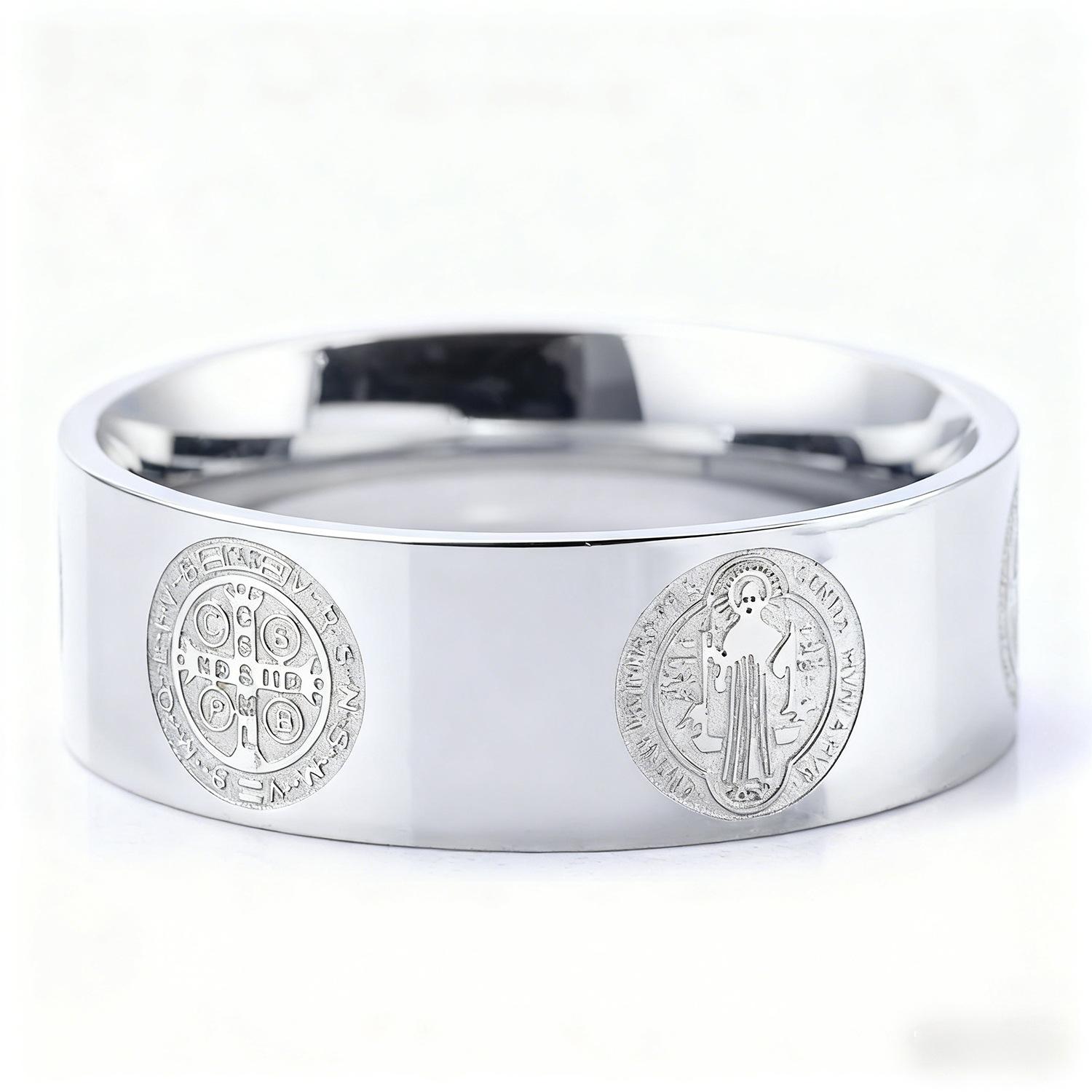 

Vintage Cross Ring Stainless Steel Unisex Minimalist Band Durable Hypoallergenic Jewelry no. 8