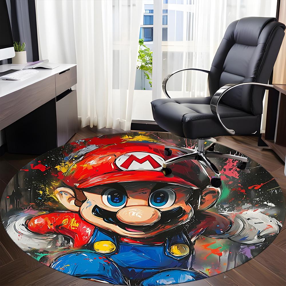 1pc Mario Office Round Area Rug, Bedroom Living Room Home Decor, Room Deco,  Offic a1016206
