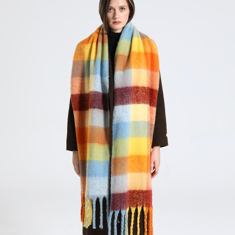 NEW Luxury Cashmere Women Plaid Scarf Winter Warm Shawl and Wrap Bandana Pashmina Long Tassel Female Foulard Thick Blanket