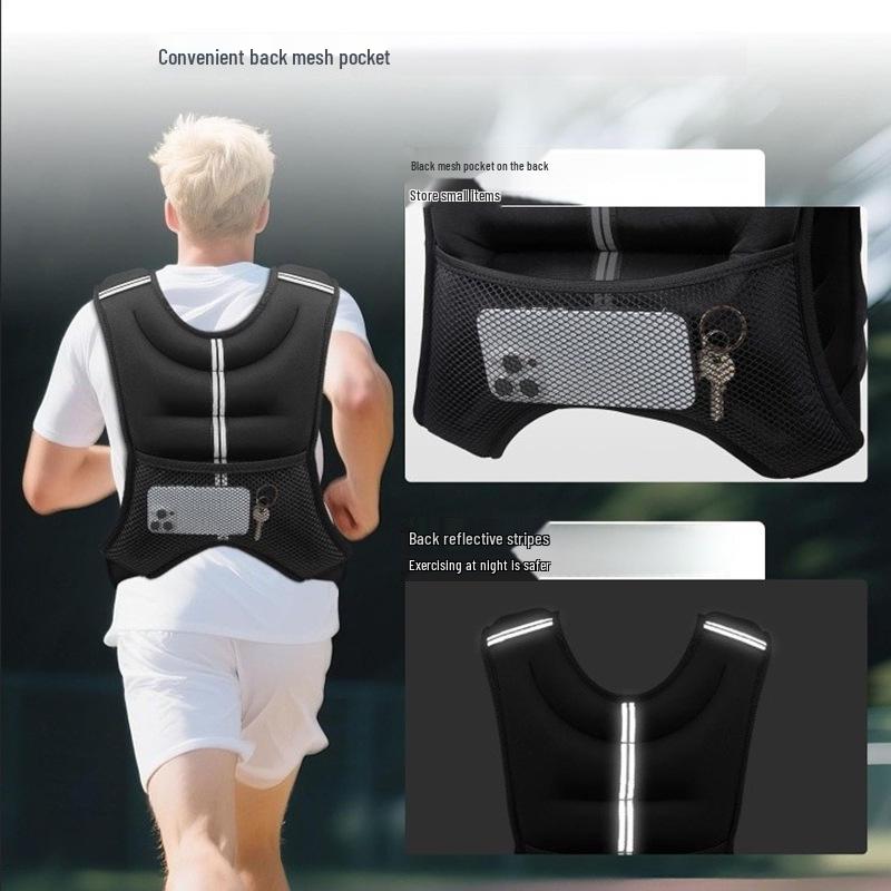 Adjustable Reflective Fitness Weighted Vest with Detachable Weights