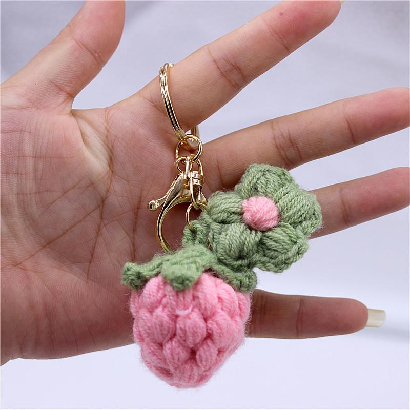 Creative Handmade Knitted Sunflower Keychain Keyring For Women Girl Cute Crocheted Flower Pendant Car Key Ring Handbag Gifts New