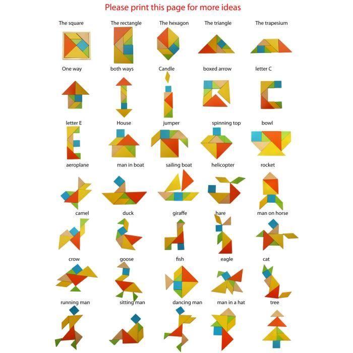 Tangram en bois jeu de puzzle grande taille