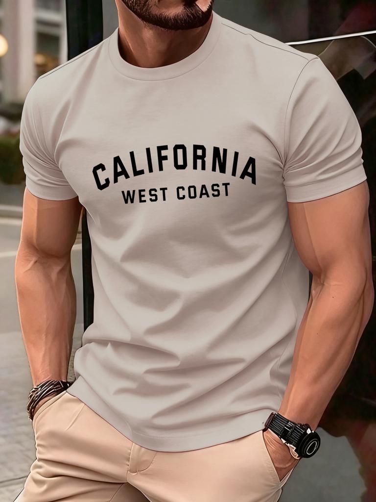 California Weat Coast Print Tee Shirts For Man Cotton ONeck T Shirt Sport AllMatch Top Summer Male New Loose Short Sleeve