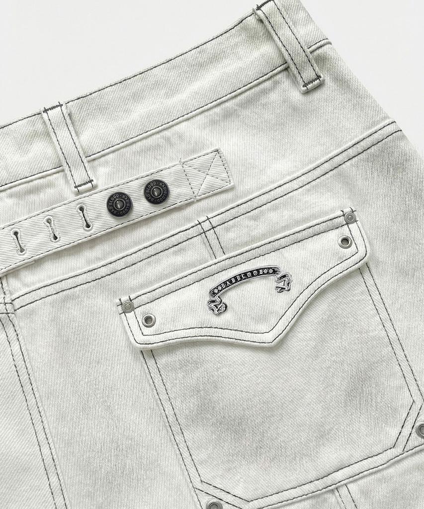 BADBLOOD Arc Curved Fit Cargo Pants - White