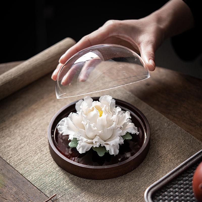 Handmade Ceramic Flower Peony Flower Diffuser Home Office Living Room Teahouse Chinese Creative Tea Ceremony High-end Decoration