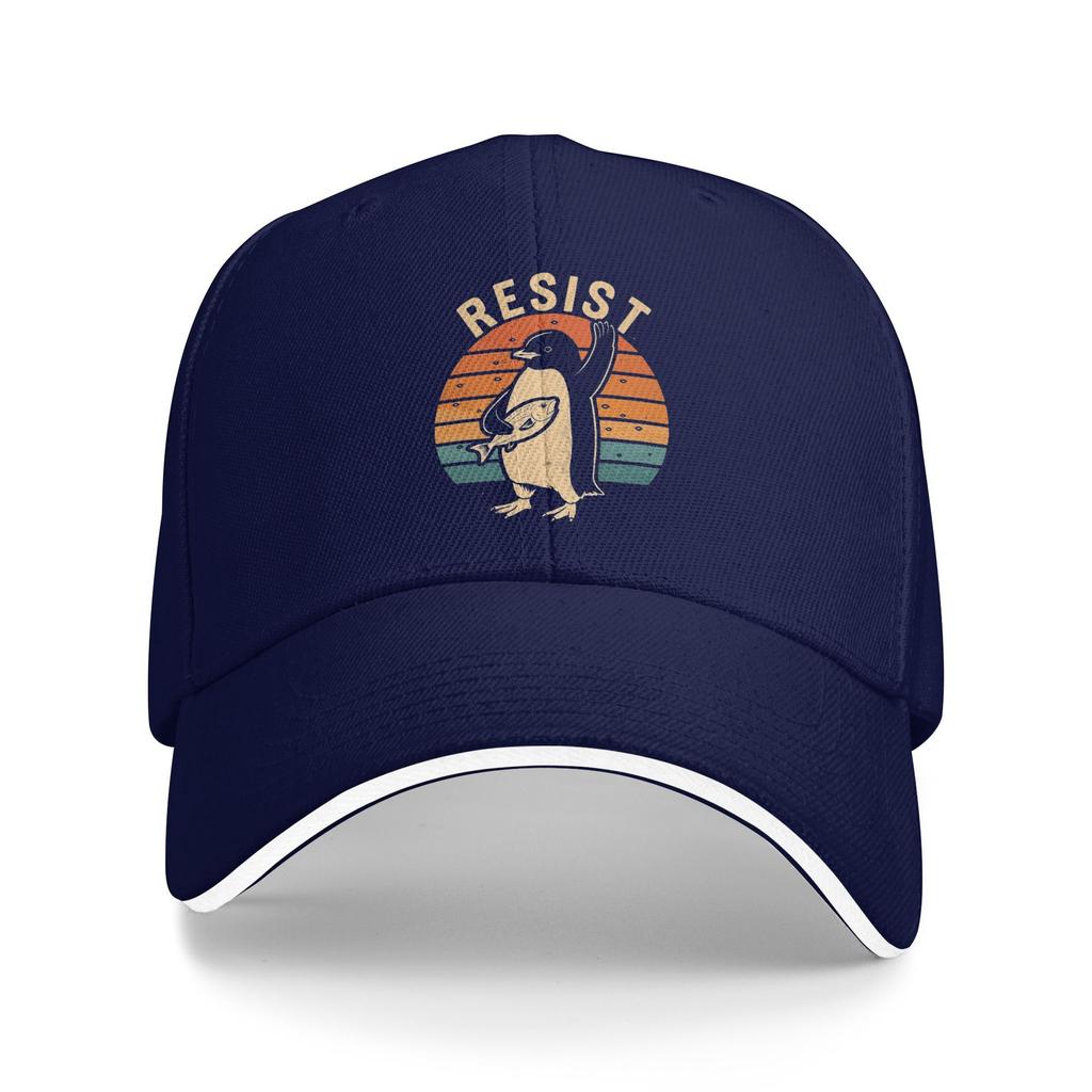 Resist Penguin Baseball Cap Y2k Funny Couple Women Trucker Hat Sun Design Outdoor Gym Baseball Caps Gift