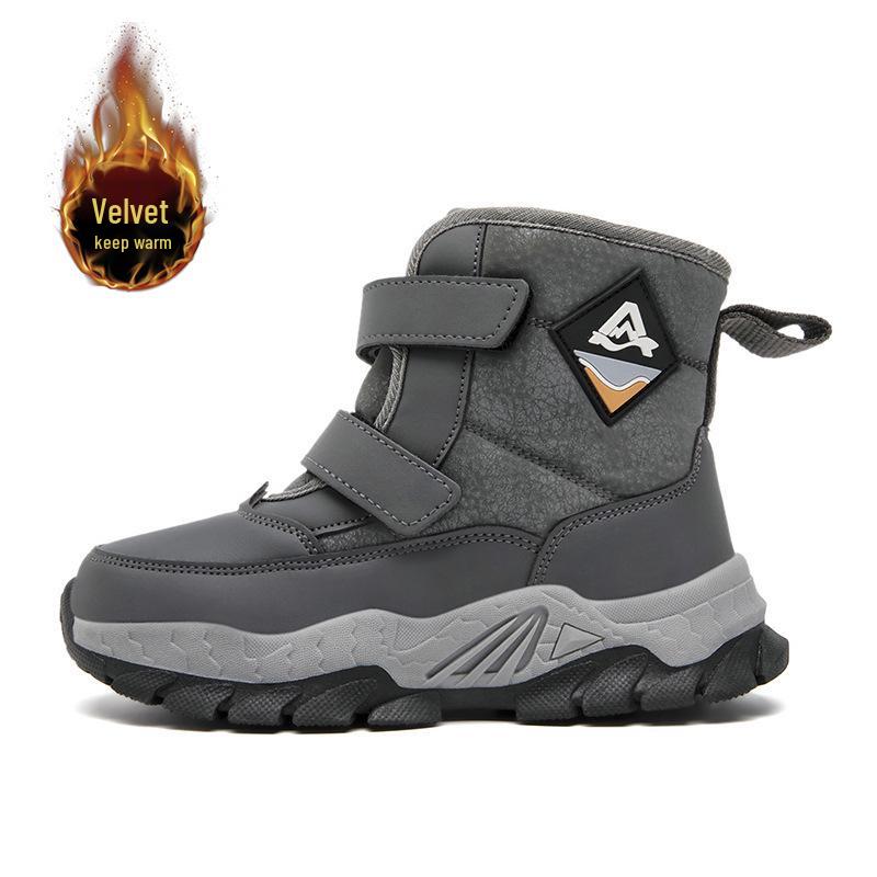 Winter 2025 New Style Velvet-Lined Warm Mid-Calf Boys  Snow Boots, Non-Slip Thickened Cotton Shoes. 37