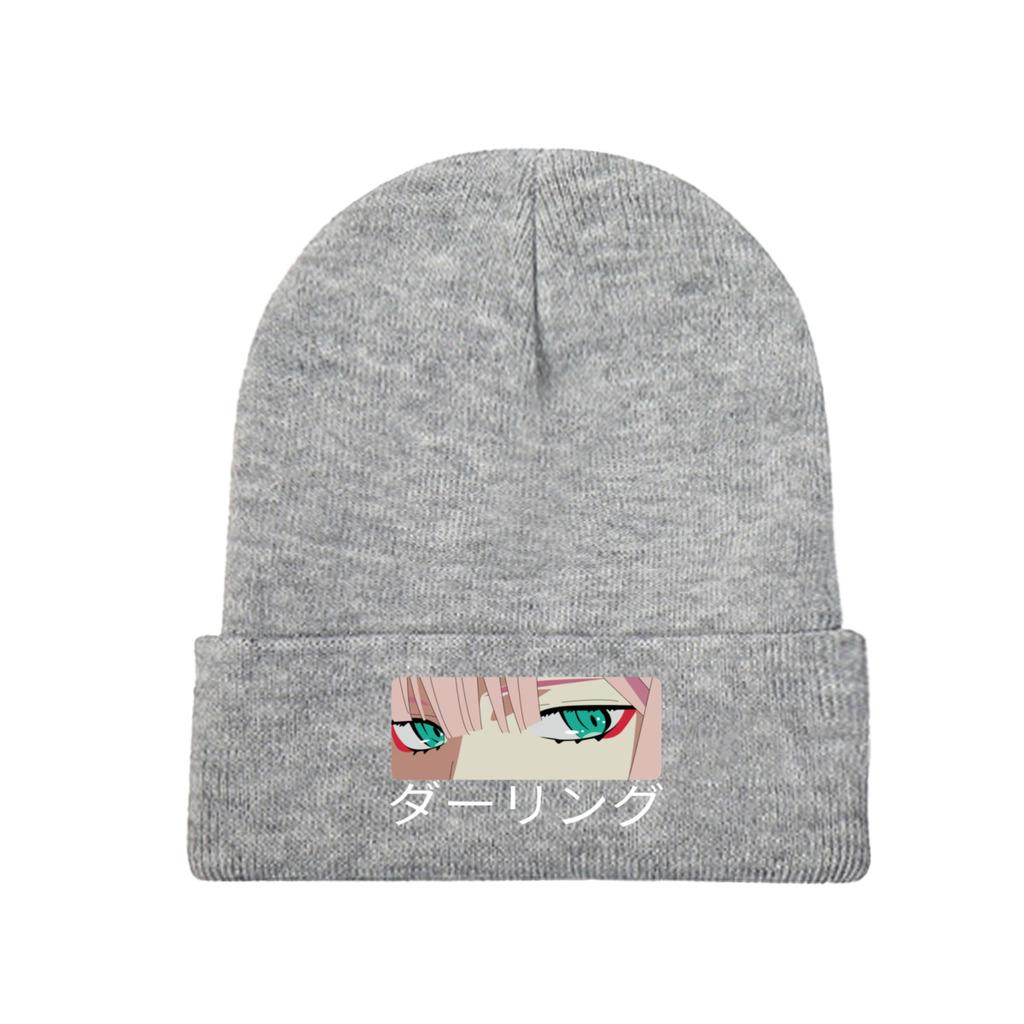 Darling In The Franxx Zero Two Knitted Hat Women's Unisex's Beanies Winter Hat  Crochet Caps