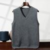 Heren Cashmere V-hals Mouwloos Vest - Dubbel Garen, Dik Effen Kleur Tanktop voor Business Casual Laagjes