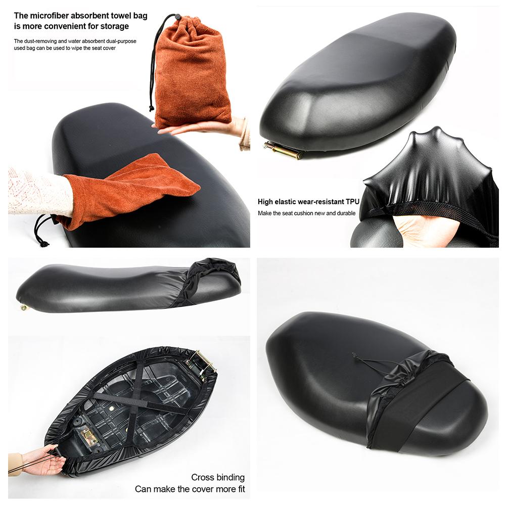 Motorcycle Seat Cover Waterproof Dustproof Rainproof Sunscreen Motorbike Scooter Cushion Seat Cover Protector Cover Lightweight