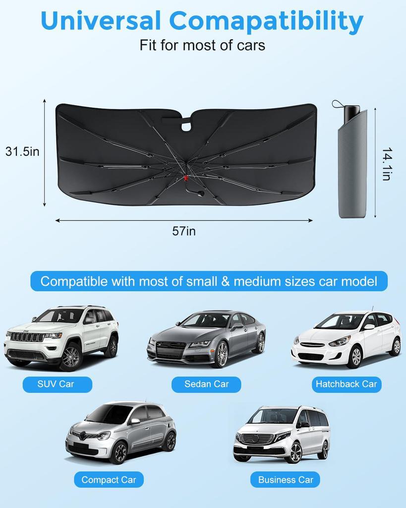 Car Windshield Heat Insulation Sunshade: Full Blackout Summer Sun Protection Umbrella