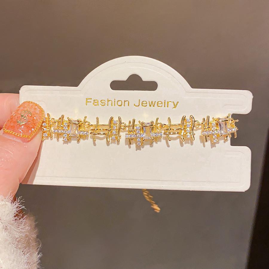 Zircon Irregular Geometric Bracelet With Cubic Zirconia For Elegant Women золотой