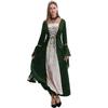 Women's Plus Size Dress Flared Sleeves Retro Long Gold Velvet Dress
