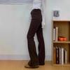 Thickened Brown Jeans for Women In Autumn and Winter New American High-waisted Slim Horseshoe Trousers