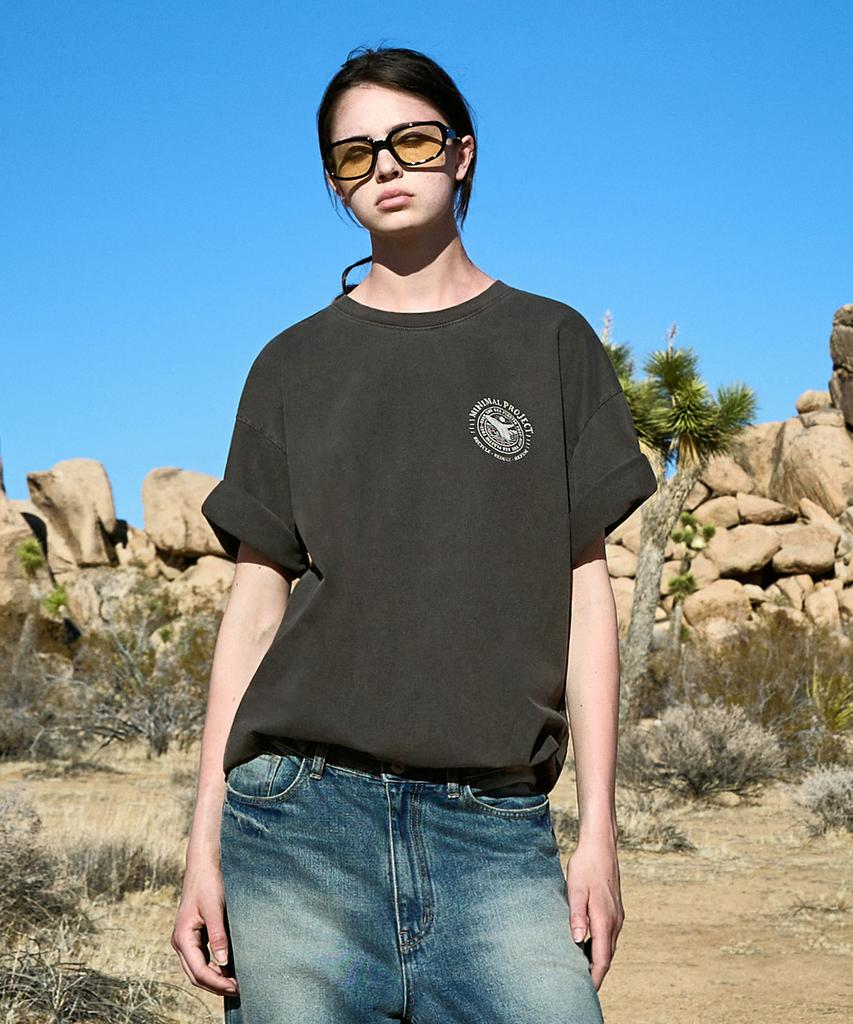 MINIMALPROJECT Whale Pigment Short Sleeve T-Shirt Mst166 [Darkgray]