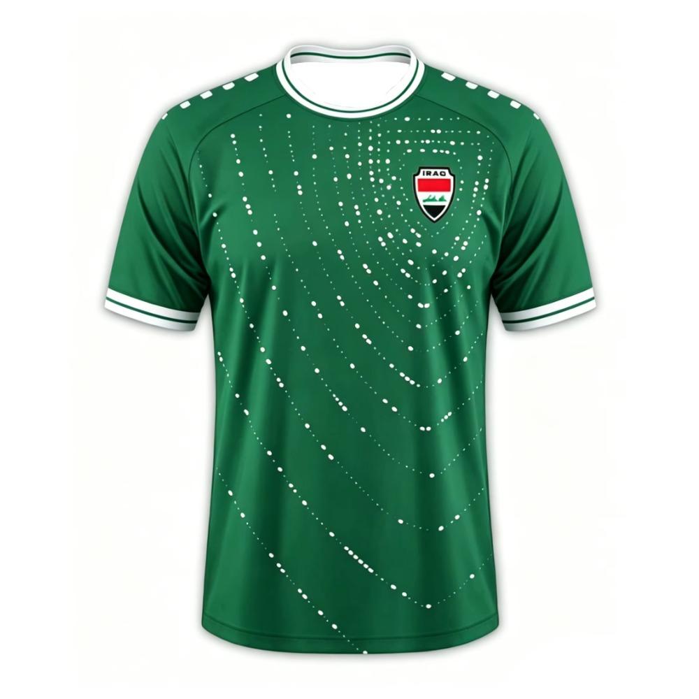ETST22 2026 Irak Stijl Uit Voetbalshirt, Witte Zwarte Afwerking Gestippeld Grafisch Voetbalshirt Lichtgewicht Ademend Sport Top voor Mannen TEE S