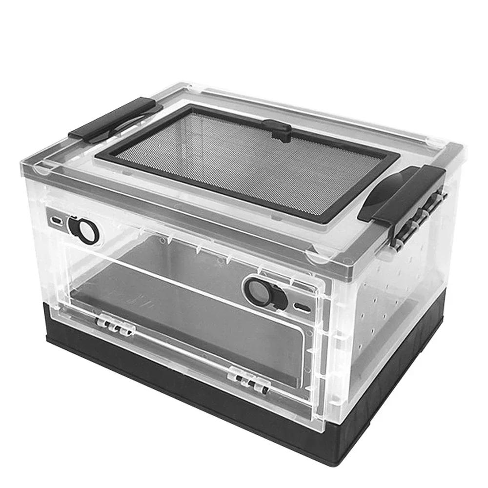 

Прозрачный пластиковый ящик для разведения, переносной корпус, контейнер для транспортировки рептилий, мини-инкубатор для мелких животных и амфибий чёрный